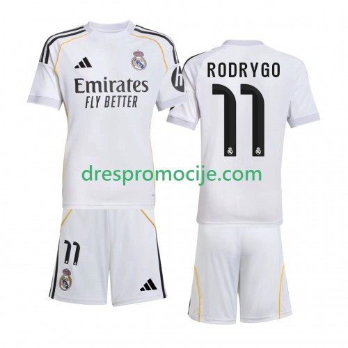 Real Madrid Rodrygo 11 Dres Dječji Domaći 2025/2026 Kratkih Rukava Real Madrid Rodrygo 11 Dres Dječji Domaći 2025/2026 Kratkih Rukava